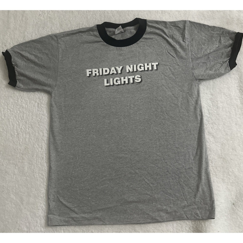 Anvil Friday Night Lights Ringer T-Shirt Mens Medium Gray‎ Black 2004 Promo Tee